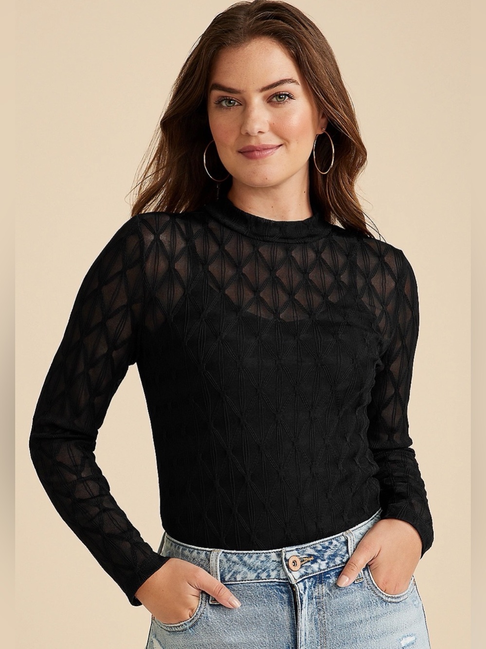 Maurices Mesh Long Sleeve Top